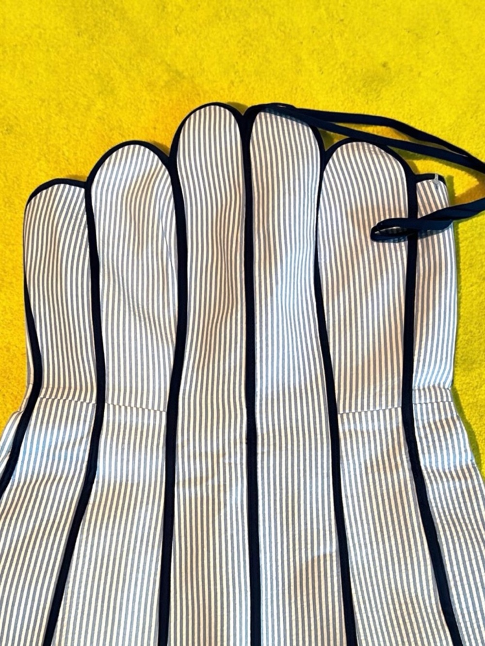 Navy & White Striped Scallop-Hem Mini Dress - Picture 6 of 6